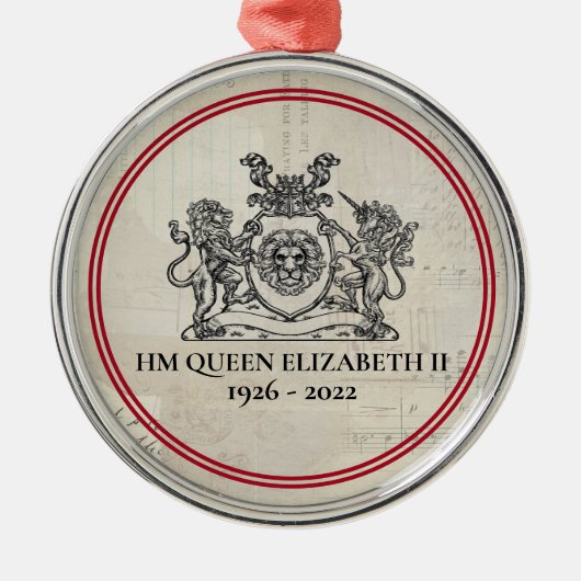 Koningin Elizabeth II 1926-2022 Kerstmis Metalen Ornament (Voorkant)