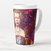koningin Elizabeth II Blue Red Herdenking L Latte Mok (Rechterhoek)