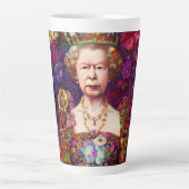 koningin Elizabeth II Blue Red Herdenking L Latte Mok (Voorkant)