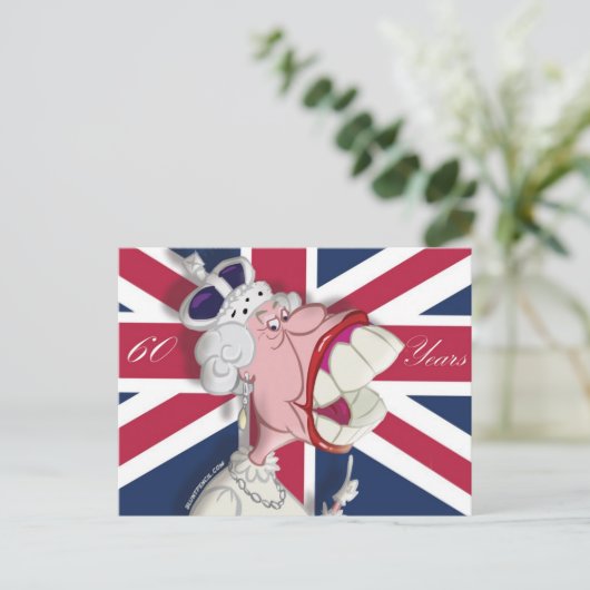 Koningin Elizabeth II Cartoon karikatuur Briefkaar Briefkaart (Staand voorkant)