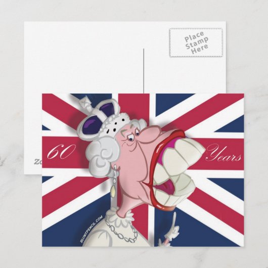 Koningin Elizabeth II Cartoon karikatuur Briefkaar Briefkaart (Voorkant / Achterkant)