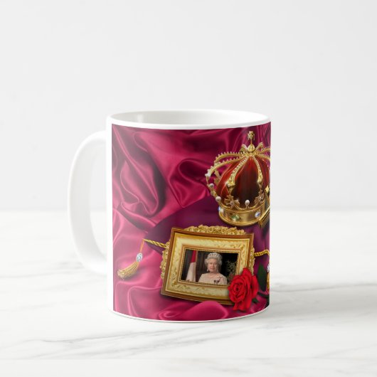 Koningin Elizabeth II Crown & Afbeelding Coffee Mo Koffiemok (Voorkant links)