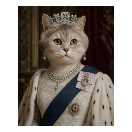 Koningin Elizabeth II kattenportret | Koninklijke  Perfect Poster
