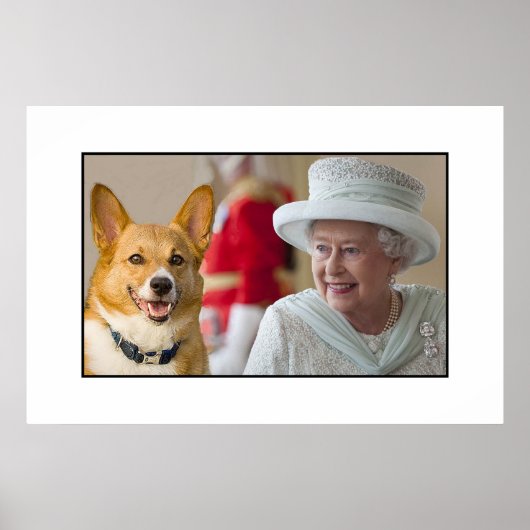 Koningin Elizabeth II lacht met haar Corgi Poster (Voorkant)
