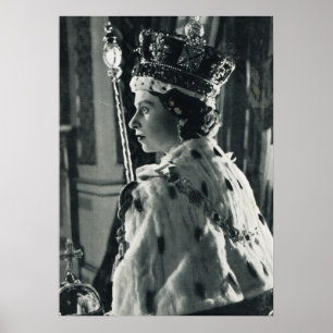 koningin Elizabeth II met coronaire regalia Poster