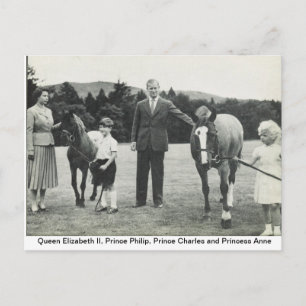 koningin Elizabeth II, prins Philip, Charles, Anne Briefkaart