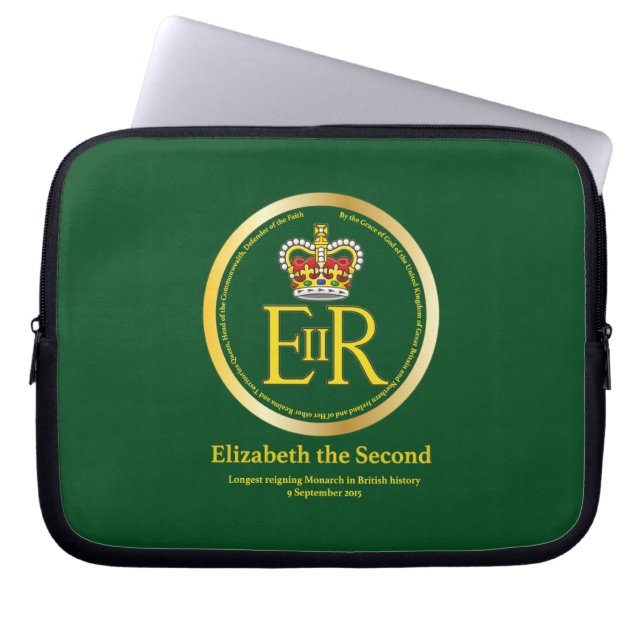 koningin Elizabeth II Reign Laptop Sleeve (Voorkant)