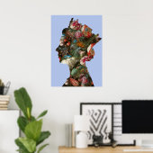 Koningin Elizabeth II Silhouet Bloemen Groot Poster (Thuiskantoor)