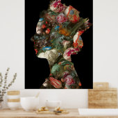 Koningin Elizabeth II Silhouet Bloemen Groot Poster (Keuken)