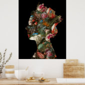 Koningin Elizabeth II Silhouet Bloemen Groot Poster (Keuken)