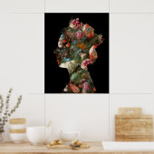 Koningin Elizabeth II Silhouet Bloemen Medium Poster (Keuken)
