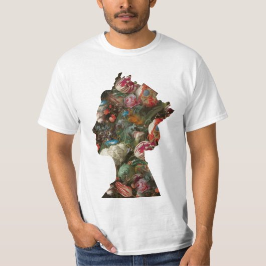 koningin Elizabeth II Silhouette Flowers T-shirt (Voorkant)