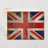 koningin Elizabeth II Silhouette op Dirty U.K. Fla Briefkaart (Voorkant / Achterkant)