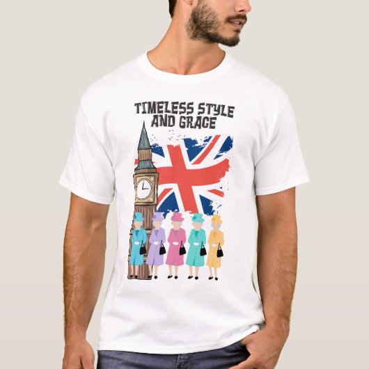 Koningin Elizabeth II- Timeless Style en Grace. T-shirt (Voorkant)
