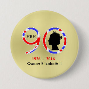 koningin Elizabeth II van Engeland 90e verjaardag Ronde Button 7,6 Cm