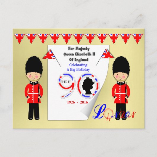 koningin Elizabeth II van Engeland 90th Birthday Briefkaart (Voorkant)