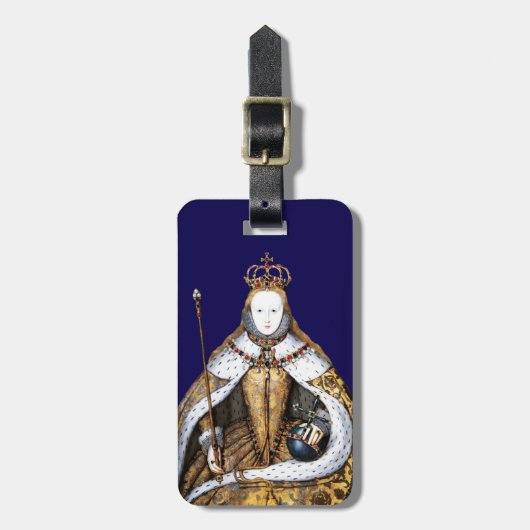 koningin Elizabeth of England Coronation Blue Bagagelabel (Voorkant verticaal)