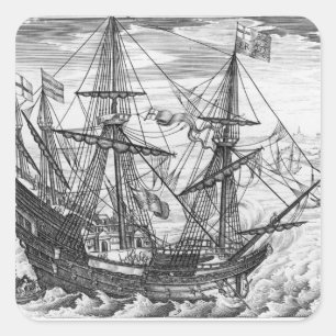 Koningin Elizabeth's Galleon Vierkante Sticker
