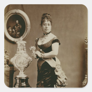 Koningin Emma (1836-85) (foto sepia) Vierkante Sticker