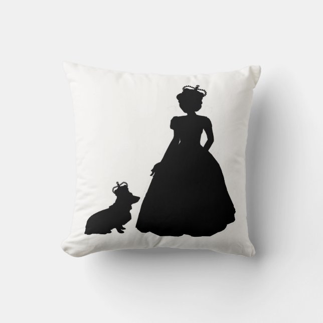 koningin en corgi silhouette pillow Elizabeth II Kussen (Voorkant)