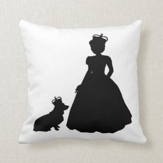koningin en corgi silhouette pillow Elizabeth II Kussen