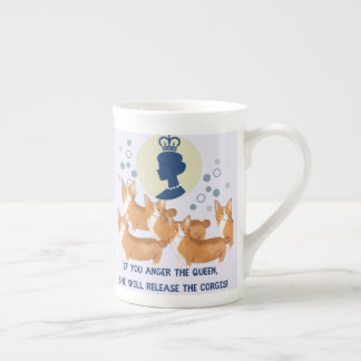 Koningin en Corgis Witty en Whimsical Porselein Kop