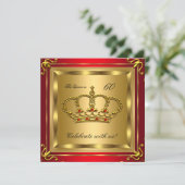 Koningin en Koning Regal Red Gold Birthday Party 2 Kaart (Staand voorkant)