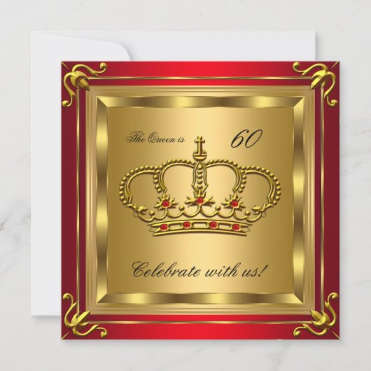 Koningin en Koning Regal Red Gold Birthday Party 2 Kaart (Voorkant)