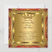Koningin en Koning Regal Red Gold Birthday Party Kaart (Achterkant)