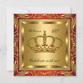 Koningin en Koning Regal Red Gold Birthday Party Kaart (Voorkant)