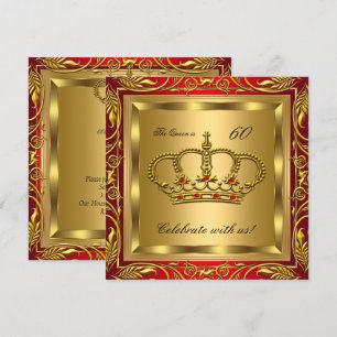 Koningin en Koning Regal Red Gold Birthday Party Kaart