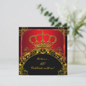 Koningin en Koning Regal Red Gold Royal Birthday P Kaart (Staand voorkant)