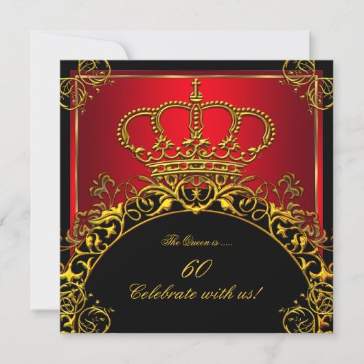 Koningin en Koning Regal Red Gold Royal Birthday P Kaart (Voorkant)