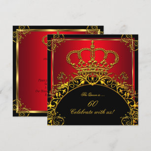 Koningin en Koning Regal Red Gold Royal Birthday P Kaart