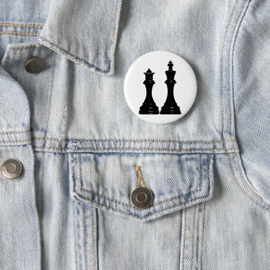Koningin en koningsschaken ronde button 5,7 cm (In situ)