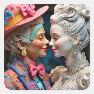 Koningin en prinses vierkante sticker