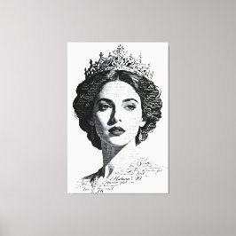 Koningin Esther kalligrafie portret - Vintage scri Canvas Afdruk
