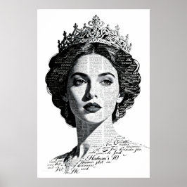 Koningin Esther kalligrafie portret - Vintage scri Poster