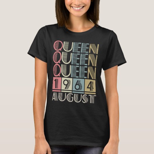 Koningin geboren in augustus 1964 t-shirt (Voorkant)