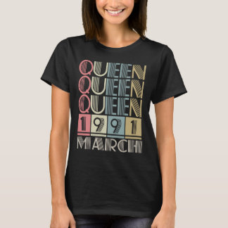 Koningin geboren in maart 1991 t-shirt