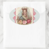 Koningin Gezegende Moeder Maagd Maria Rozen Ovale Sticker (Tas)