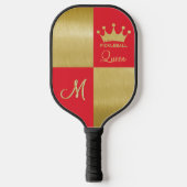 Koningin Glam Red Gold Crown Monogram Pickleball Paddle (Voorkant)