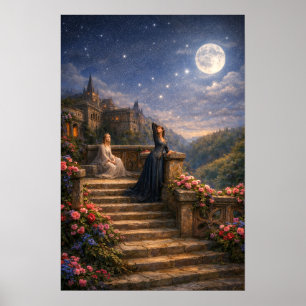 Koningin Guinevere die naar de sterren kijkt Poster