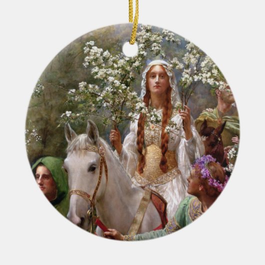 Koningin Guinevere's Maying, 1900 door John Collie Keramisch Ornament (Voorkant)