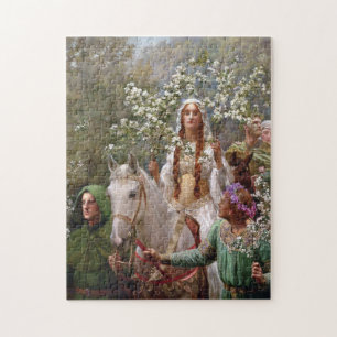 Koningin Guinevere's Maying, 1900 door John Collie Legpuzzel