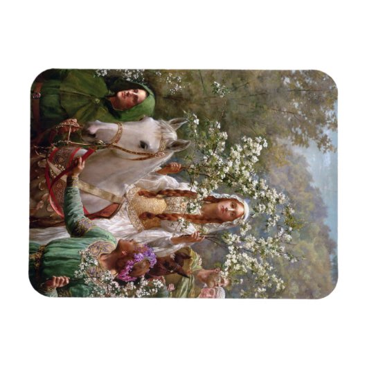 Koningin Guinevere's Maying, 1900 door John Collie Magneet (Horizontaal)