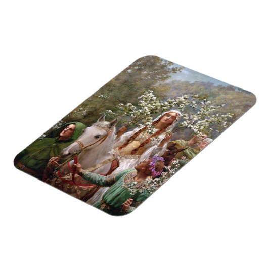 Koningin Guinevere's Maying, 1900 door John Collie Magneet (Linkerzijde)