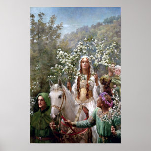 Koningin Guinevere's Maying door John Collier Poster