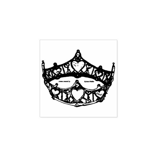 Koningin harten gouden kroon tiara rubberen stempe rubberstempel (Afrduk)