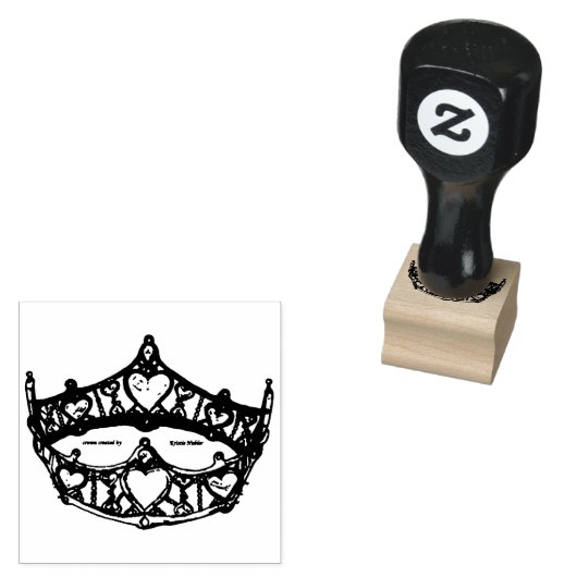 Koningin harten gouden kroon tiara rubberen stempe rubberstempel (Gestempeld)